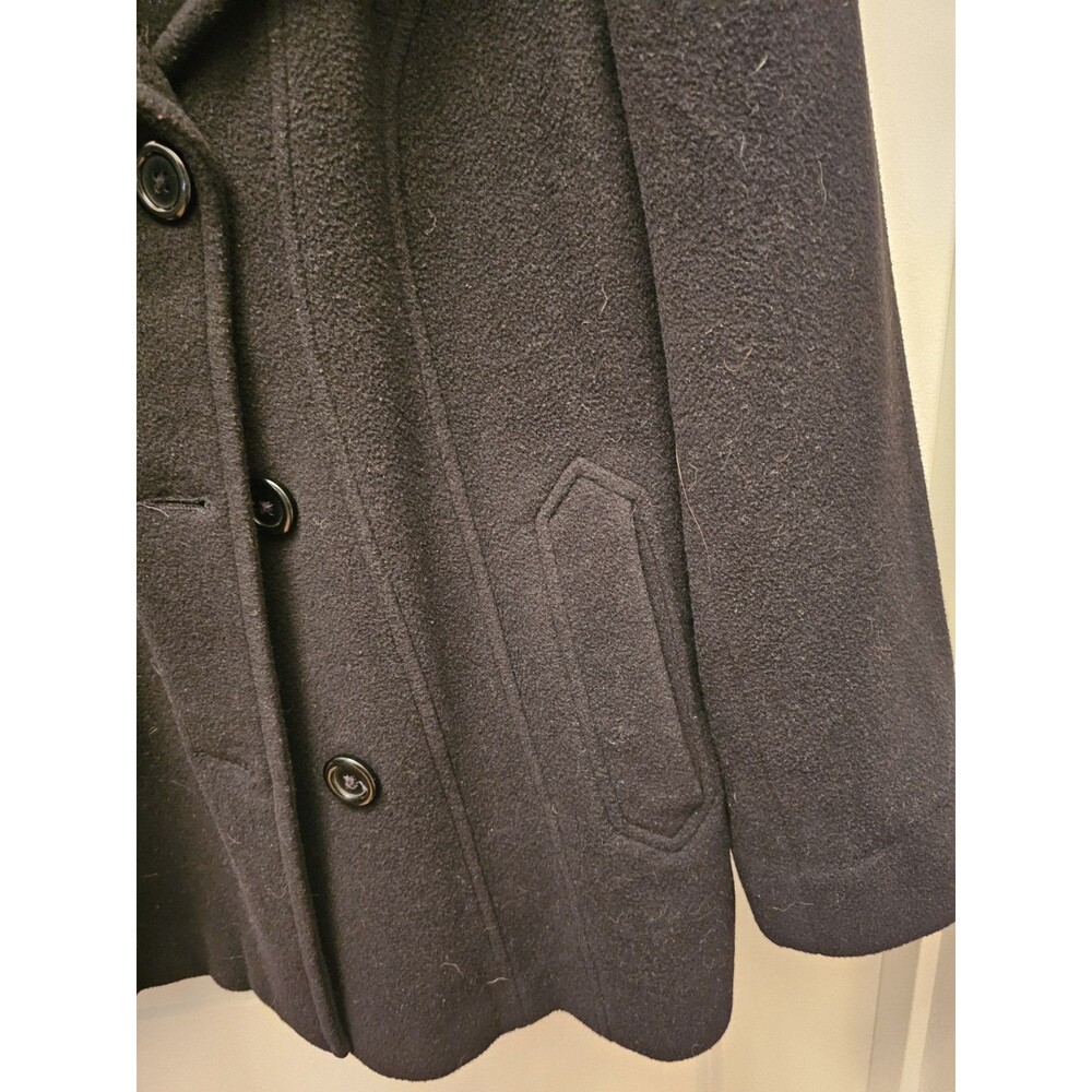 AK Anne Klein Coat Womens L Black Peacoat Wool Blend Double Breasted Lined - Picture 3 of 10